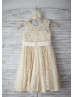 Champagne Lace Big Bow Knee Length Flower Girl Dress Champagne Lace Big Bow Knee Length Flower Girl Dress